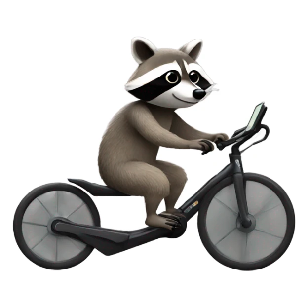 Raccoon riding a recumbent bike sticker