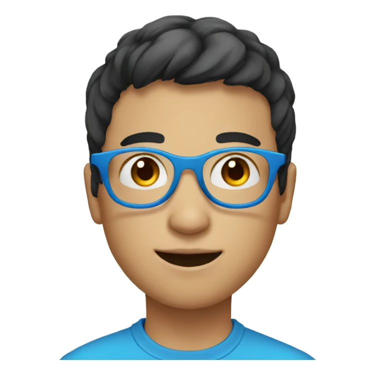 boy with blue round glasses short dark hair sticker