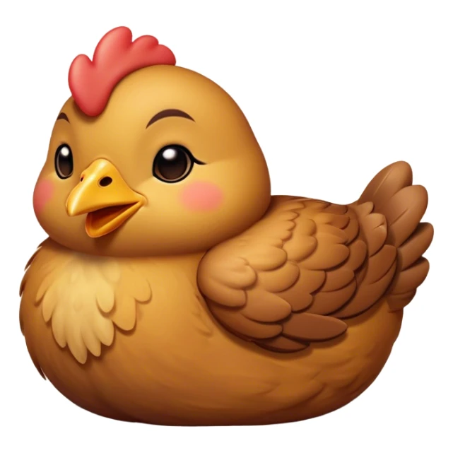 Meme-Worthy Cute Sleeping Brown Chicken Portrait Emoji, Head resting peacefully with a contented smile, showcasing a delightfully compact build and a luxuriously soft brown plumage, eyes shut in a serene, restful nap, Simplified yet hilariously adorable features, highly detailed, glowing with a soft, drowsy light, high shine, relaxed and utterly lovable, stylized with an air of playful laziness, bright and heartwarming, soft glowing outline, capturing the essence of a comically sleepy chicken, so meme-worthy it feels like it could instantly become the next viral sensation of adorable slumber! sticker