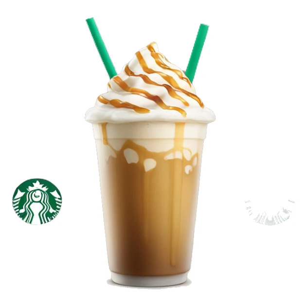 Starbucks iced vanilla latte with caramel drizzle sticker