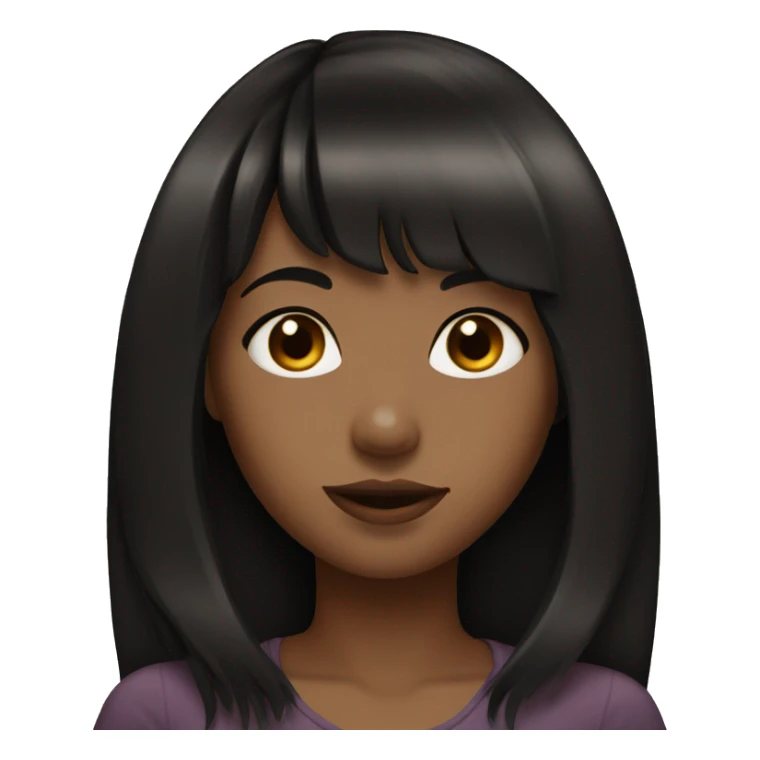 brown Girl with long black hair and bangs sticker