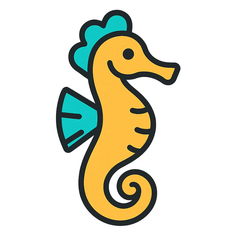 clean and modern seahorse color outline icon sticker