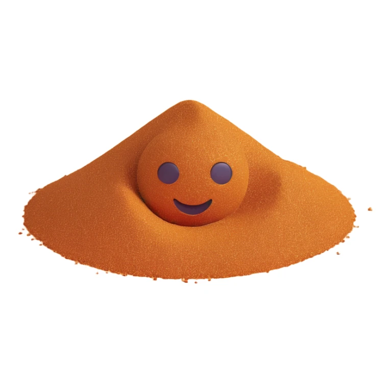 close-up of iron sand particles, metallic shimmer, emoji style sticker