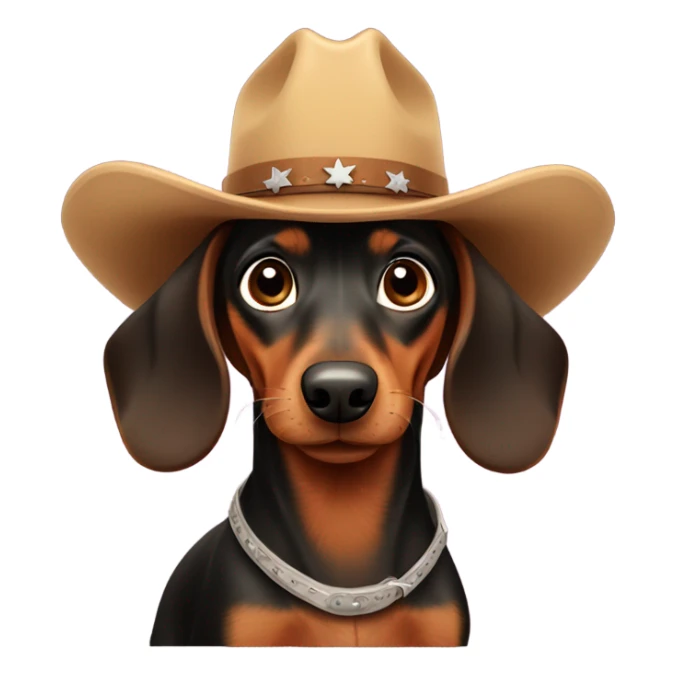 Brown dachshund wearing a cowboy hat  sticker