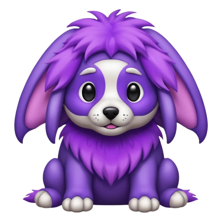 alien dog purple, folded ear sticker
