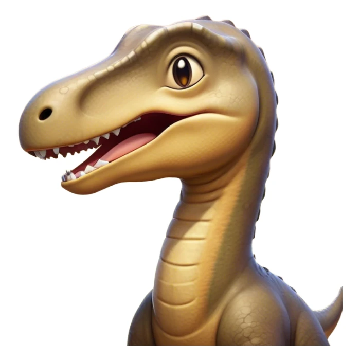 Cinematic Cute Yawning Brachiosaurus Portrait Emoji, Head tilted slightly with a dramatic, wide-open yawn, showcasing a gently drooping long neck and a small head with sleepy, half-closed eyes, set against a massive, textured body in warm earth tones, Simplified yet irresistibly adorable features, highly detailed, glowing with a soft, cozy golden glow, high shine, relaxed yet expressive, stylized with a dash of whimsical ancient charm, soft glowing outline, capturing the essence of a drowsy yet affectionate Brachiosaurus that appears ready to stretch and yawn its way out of the screen! sticker