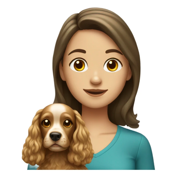 brunette girl with blonde cocker spaniel sticker