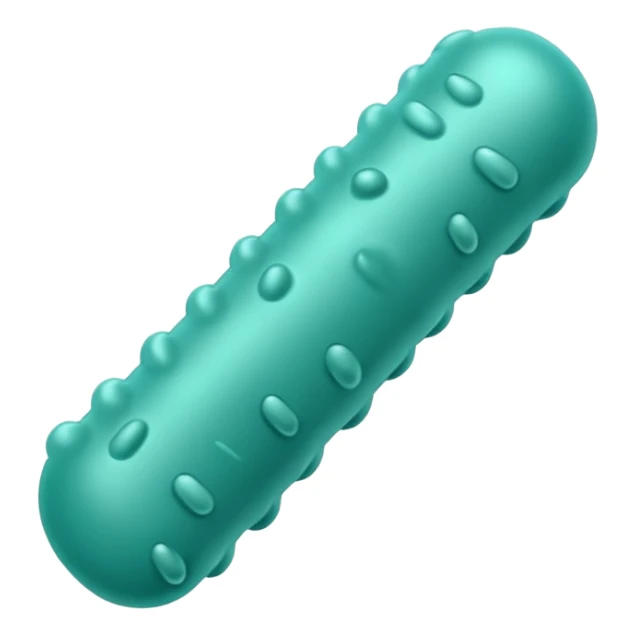 Lactobacillus bacteria emoji, thick rod shape, teal green, soft fibrous texture, clean ingredient icon style sticker