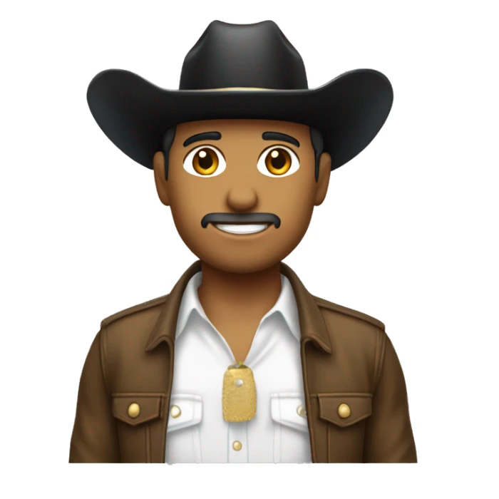 Chico blanco con sombrero vaquero blanco y camisa negra sticker