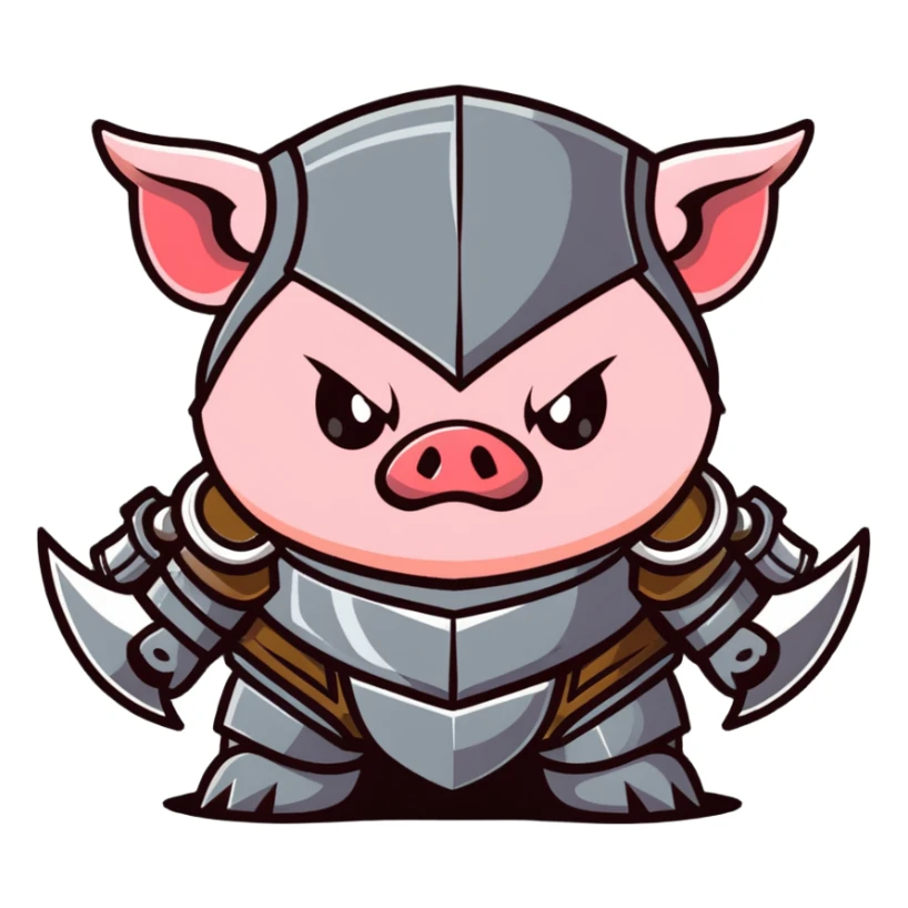 angry Minecraft baby Piglin in leather armor sticker