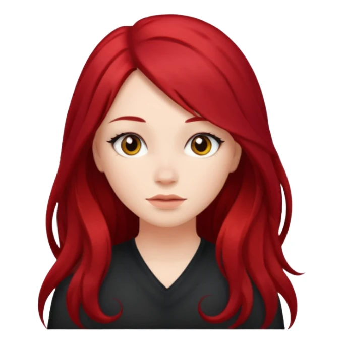 Girl with long black hair with red locks sticker