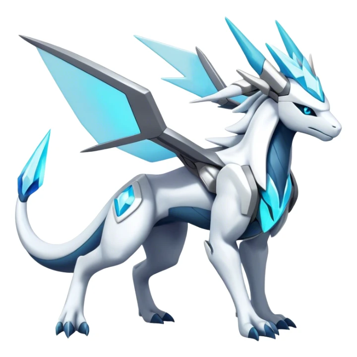 Futuristic Kyurem-reshiram-Glaceon-dialga-suicune-hybrid, full body sticker