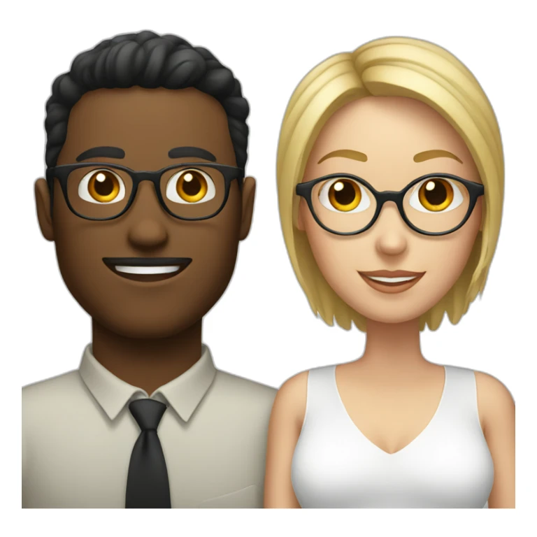 white man with glasses and white woman with glasses in love sticker