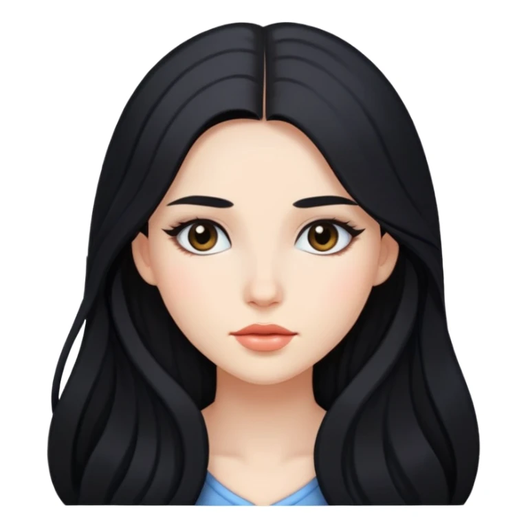 girl with long black hair and soft makeup sticker