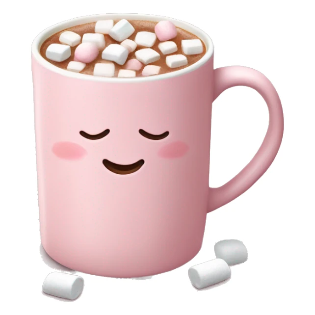 Light Pink mug of hot chocolate with marshmallows  sticker
