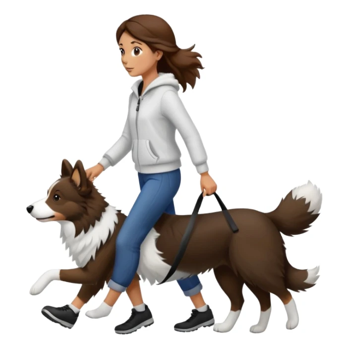 Beautiful brown-haired girl walking a Border Collie sticker
