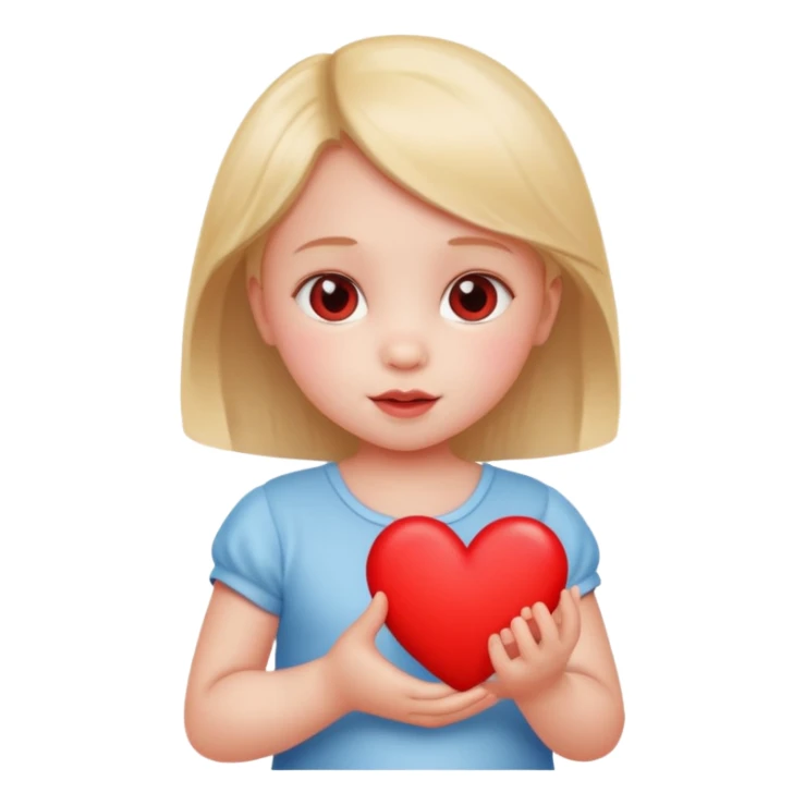 A baby girl holds a heart sticker