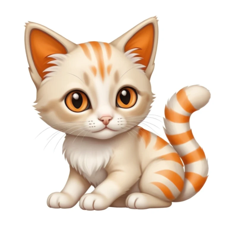 male kitten; Siamese and Ragdoll mix; primarily white with orange ears and orange striped legs and tail sticker