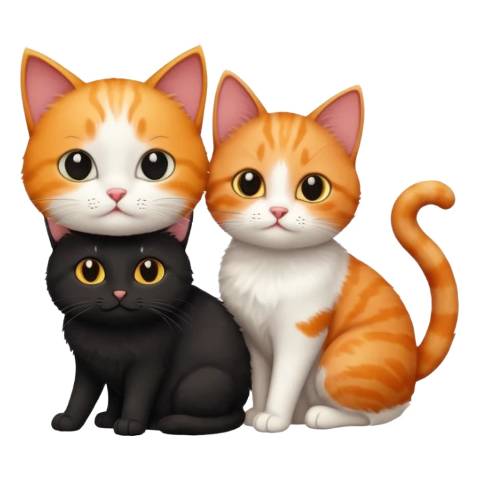 white cat and a black smaller cat and ginger short hair  sticker
