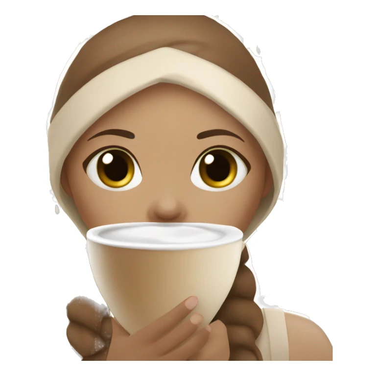 Spa girl with face mask holding a gingerbread latte sticker