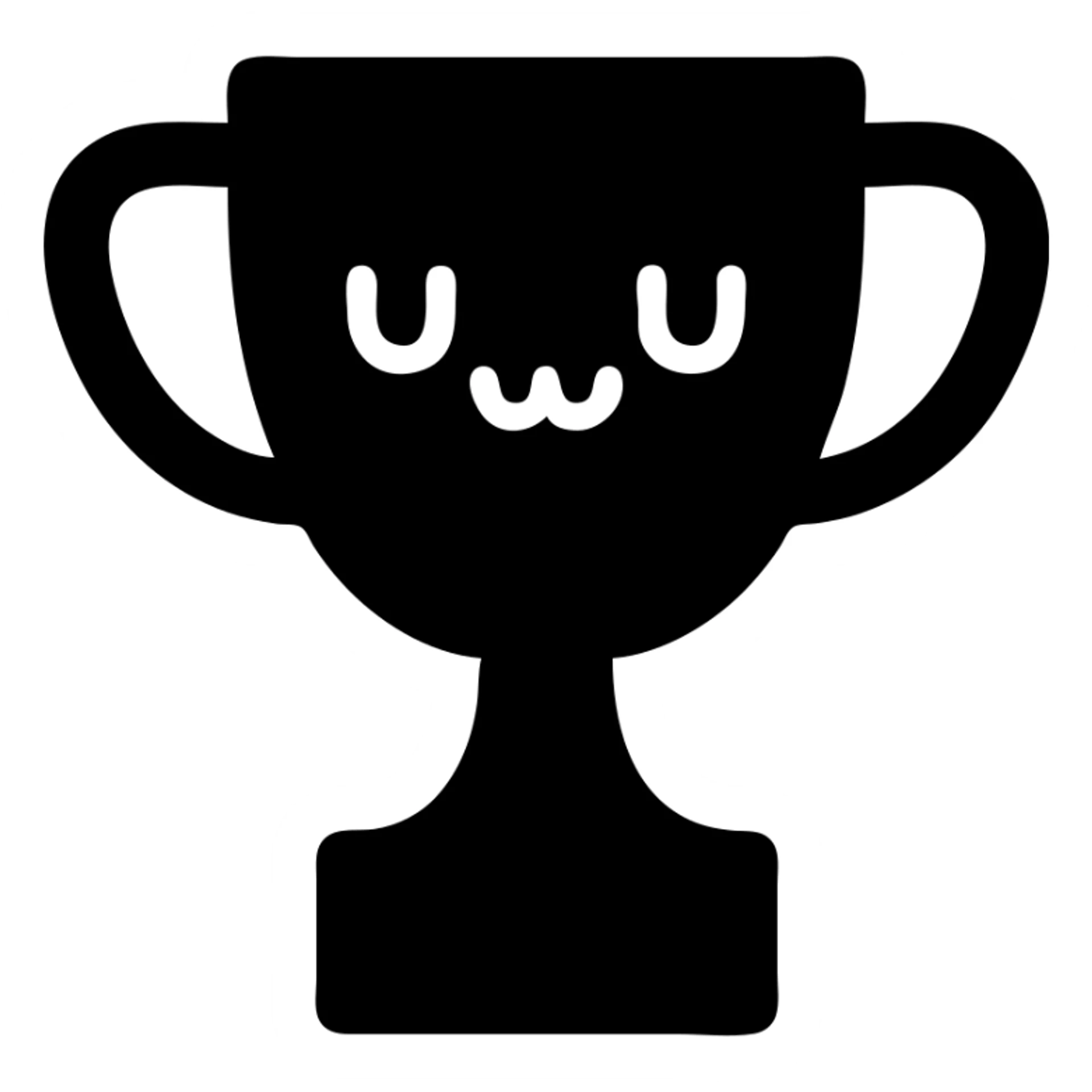 sports trophy with an uwu face, simple and bold design sticker