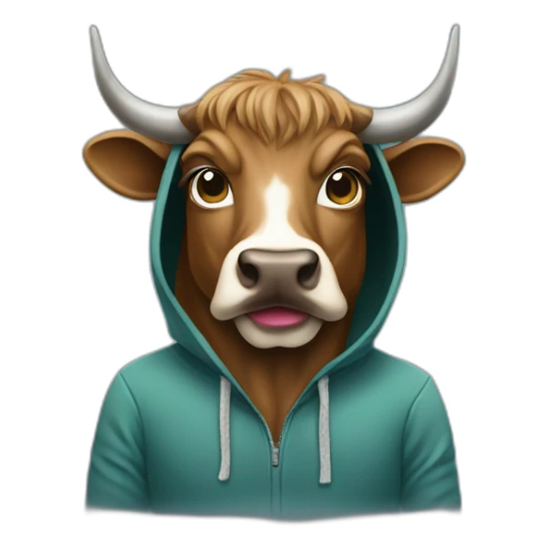 emoji bull animal programmer in hoodie sticker