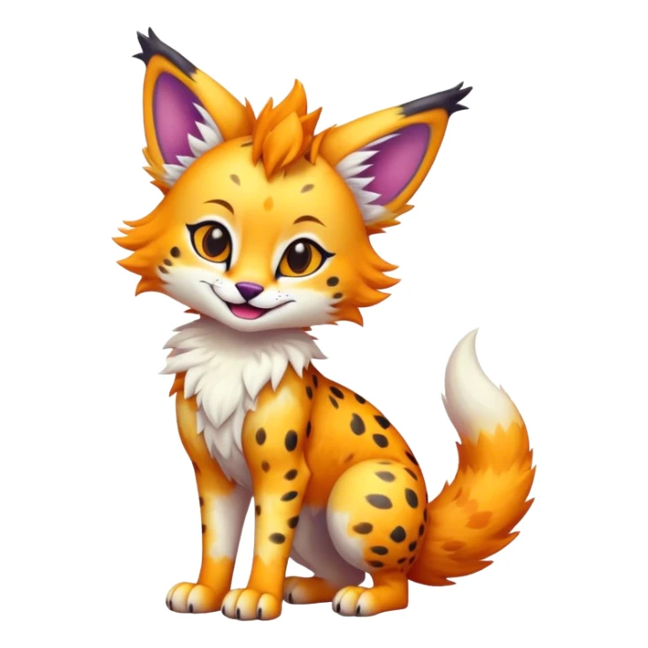 Cute Kawaii Epic Colorful Sergal-Serval-Vernid full body sticker