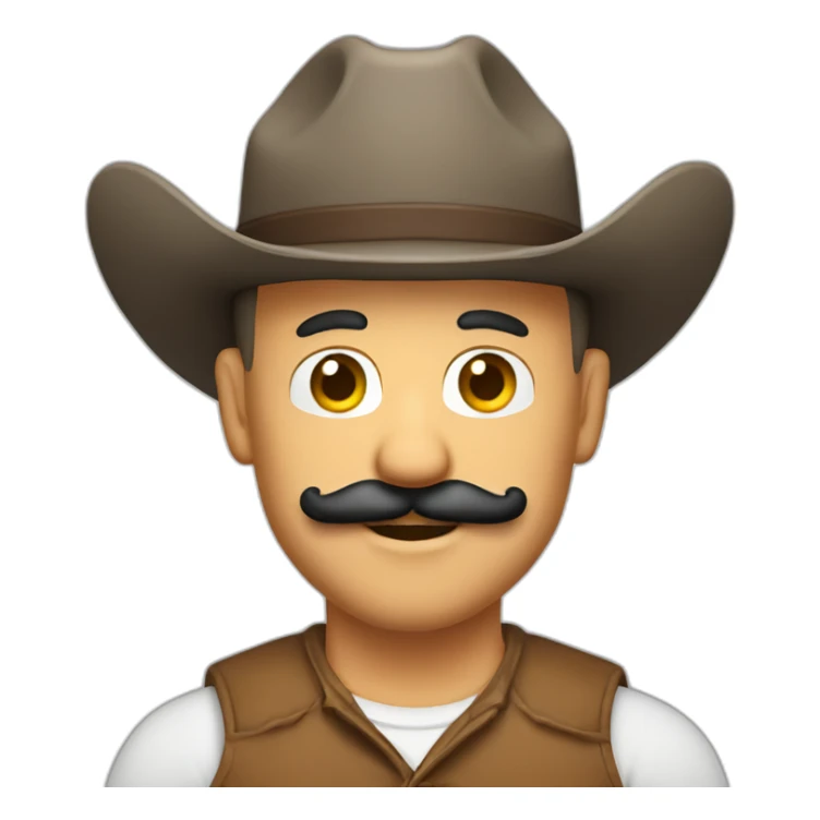 Bald tan Italian man with a Mario mustache and a cowboy hat sticker