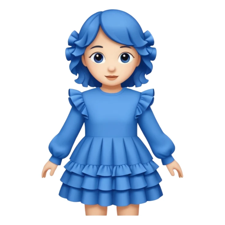 lon sleeve blue dress with ruffles sticker