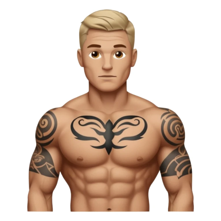 tattoo man, white skintone, more highlight the tattoo, body builder, heavy tatto0s on fully chest, more tattoos on the body, more visible tattoo, big tattoos, tattoos on face. sticker