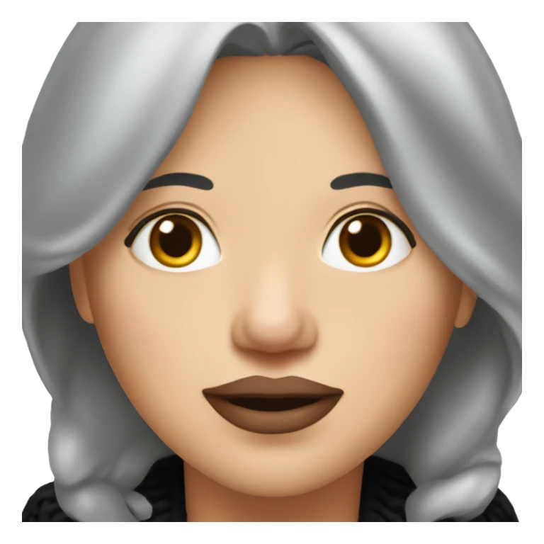 gray-haired woman in black sweater with plump lips, middle age sticker