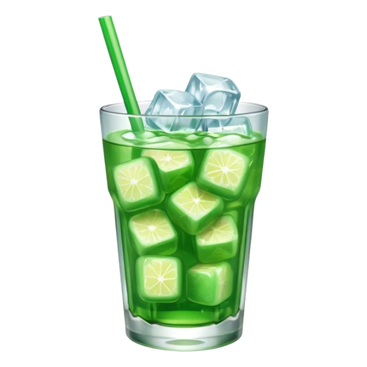 Japanese cream soda green on a glass with ice sticker