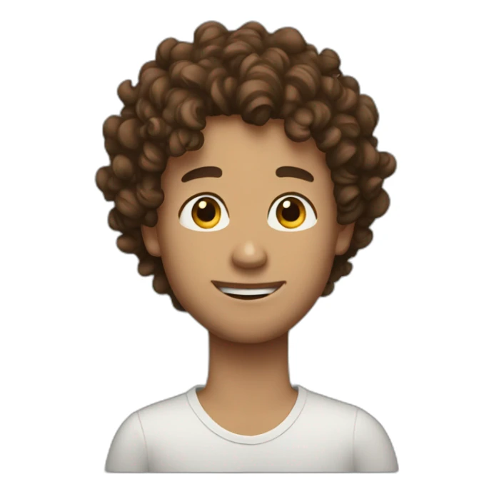 Zach with curly brown hair sticker