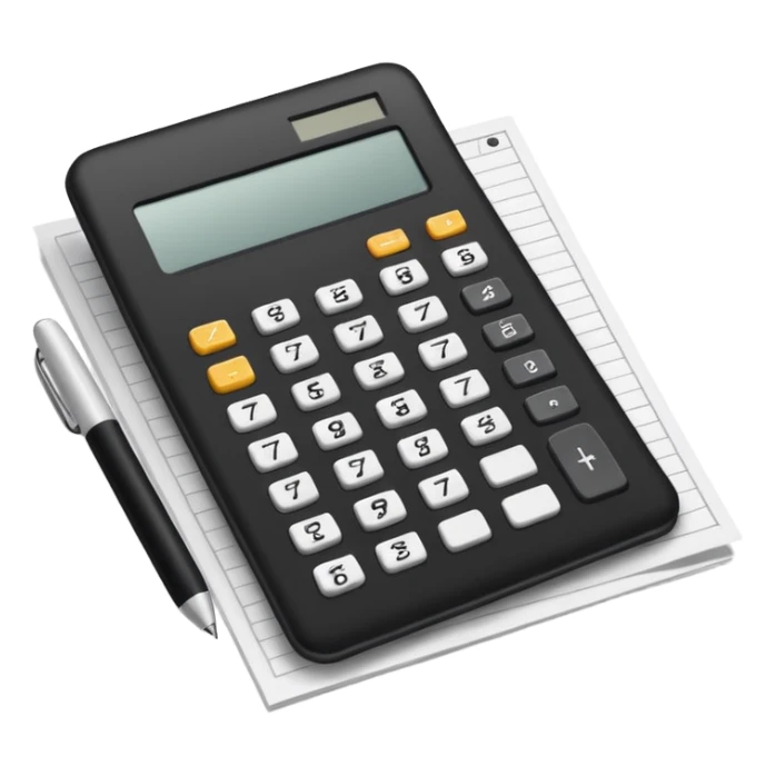 calculator next to a sheet of paper sticker