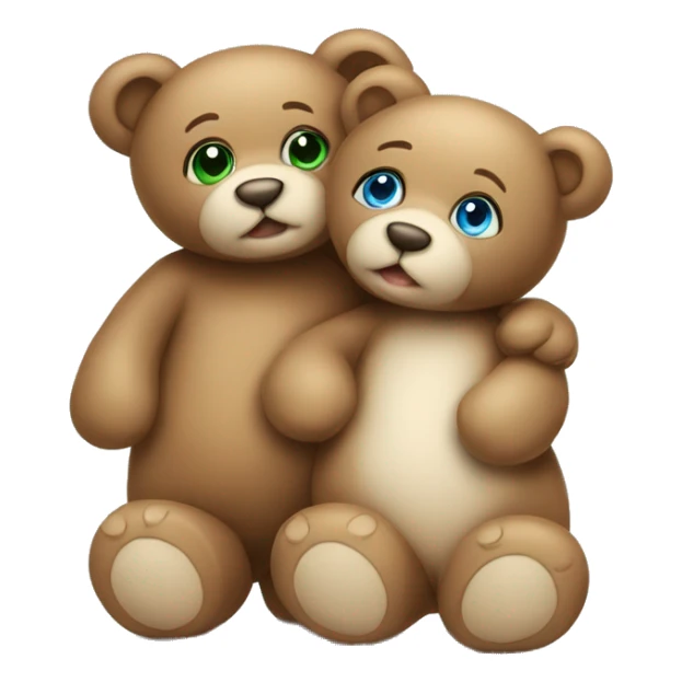 Two teddy bears cuddling one has blue eyes the other one has green eyes sticker
