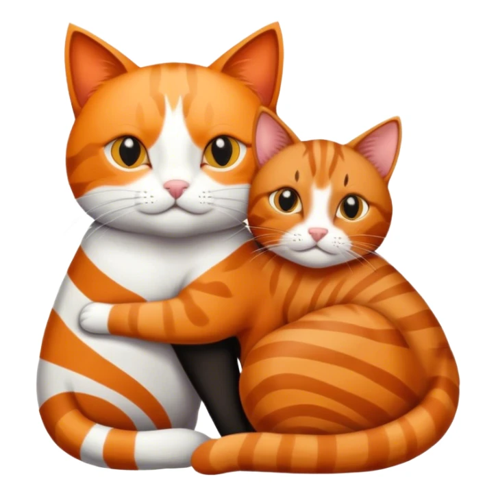 ￼ orange cat hugging a brown cat with black stripes￼￼ sticker