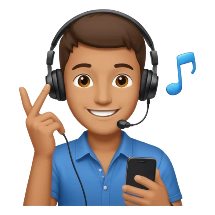guy listening to music with earphone and phone in hand sticker
