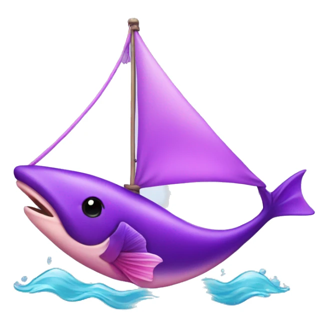 Rose purple kawaii sail fish   sticker