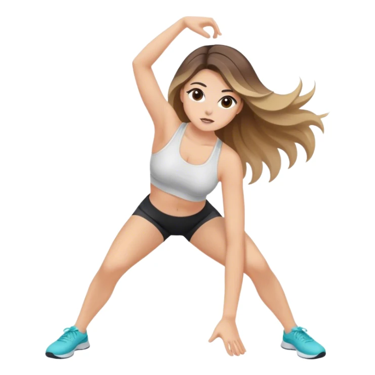 Chica haciendo ejercicios con cabello balayage y ojos oscuros sticker