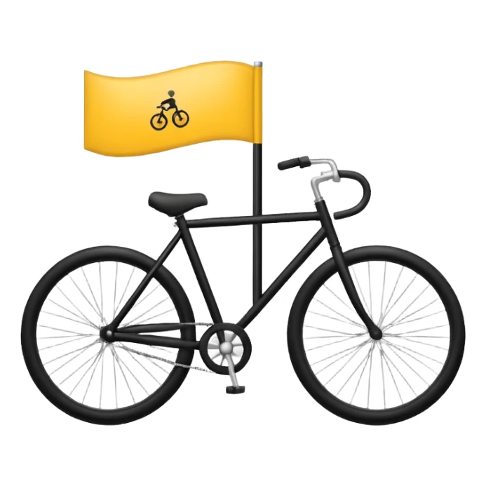 Create a Telugu Desam Party (TDP) flag emoji: bright solid yellow background, simple black bicycle icon in the center. Flat emoji style, bold colors, clean edges, no text, no gradients, no shadows. Square 1:1 ratio, transparent background, minimal and clear like a system emoji. sticker