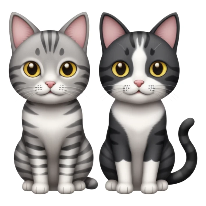 Gato gris atigrado y gato blanco con negro  sticker