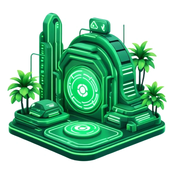 Futuristic Green Cyber Gaming Aesthetic Scenery Deco sticker