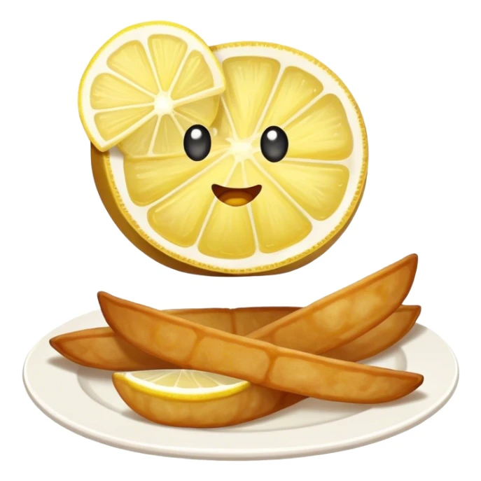 Fried kalamari Greek snack with a slice of lemon on the side sticker