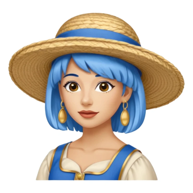 venice gondolier woman fat earring wearing blue hair sticker