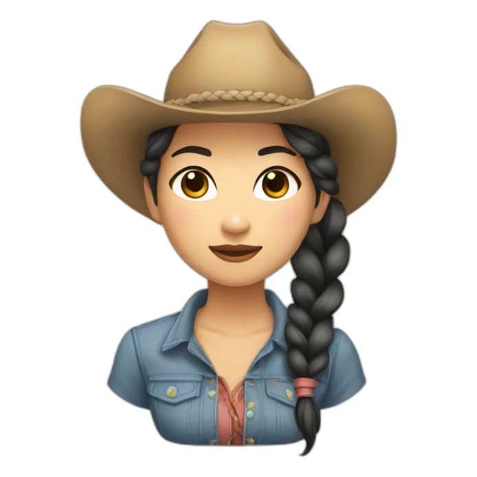 cowgirl asian braided hair sticker