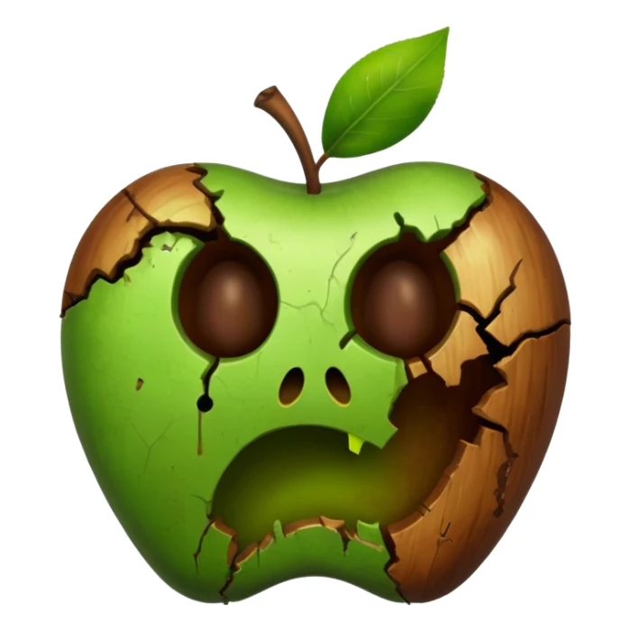 A rotten apple emoji resembling the apple inc logo. No face. sticker