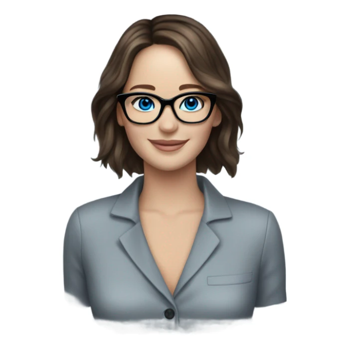 Brunette Jennifer Lawrence wearing black glasses and blue eyes happy  sticker