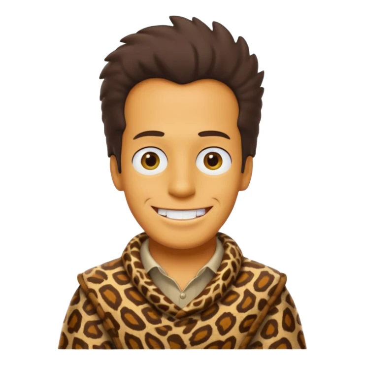 a simpson guy wearing ancient animal skin cloth, half body, icon sticker