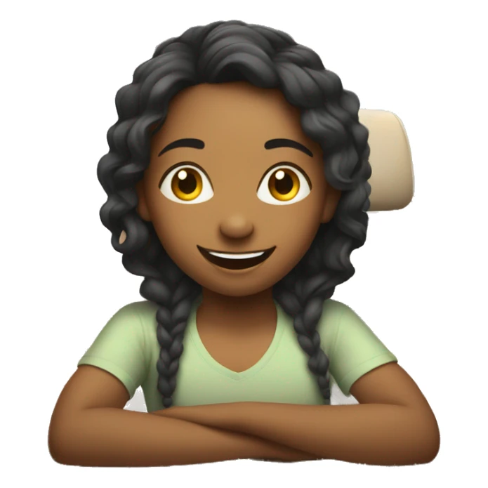 smiling girl in car interior do yoga sticker