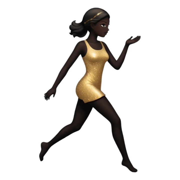 female silhouette in motion with sparkles sticker